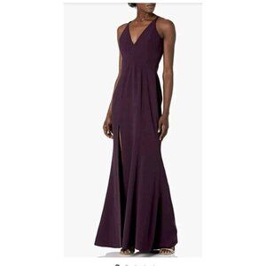 Dress the Population Trumpet Fit-and-Flare Maxi Dress‎ Gown Purple Eggplant Plum